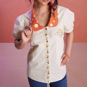 Hot Topic Cinnamoroll Sanrio Mushroom Polka Dot Collar Button Down Shirt Small